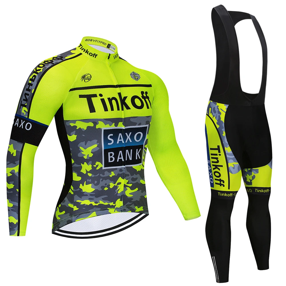 

2025 Tinkoff Cycling Jersey Set Long Sleeve Mountain Bike Clothes Wear Maillot Ropa Ciclismo Racing Bicycle Cycling Clothing