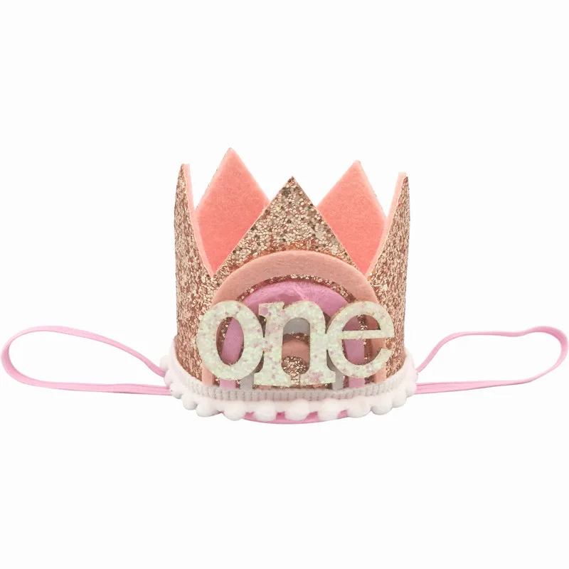 1Pcs Rainbow Number One 1 2 3 Year Birthday Headband Crown Hat Children 1st 2nd Birthday Party Hairband Cap Photo Props Supplies