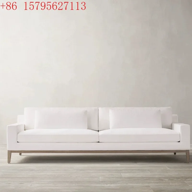 

Solid wood living room combination sofa French extremely simple light luxury fabric three-person leisure sofa