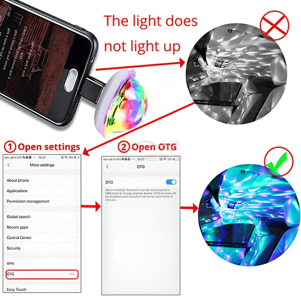 1 pz auto led auto USB luce ambientale DJ RGB mini musica colorata suono USB-C interfaccia per Apple Holiday Party Karaoke atmosferico