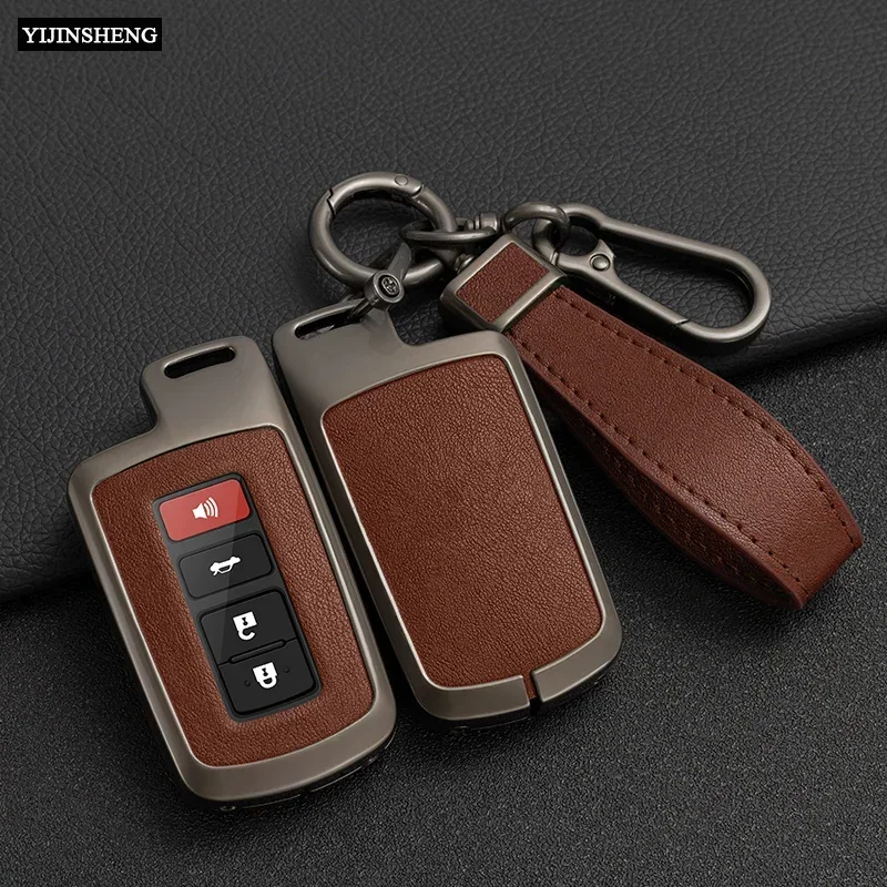 Obudowa kluczyka do samochodu ze stopu cynku + skóra PU do Toyota RAV4 Highlander Avalon Sequoia Tundra Tacoma 4Runner Land Cruise Prius