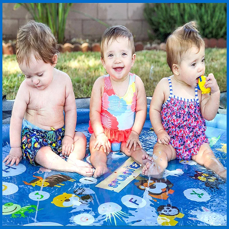 Almohadilla de pulverización de agua al aire libre para niños, material de PVC no tóxico, inofensivo e inodoro, juguetes para césped y playa, piscina de pulverización al aire libre