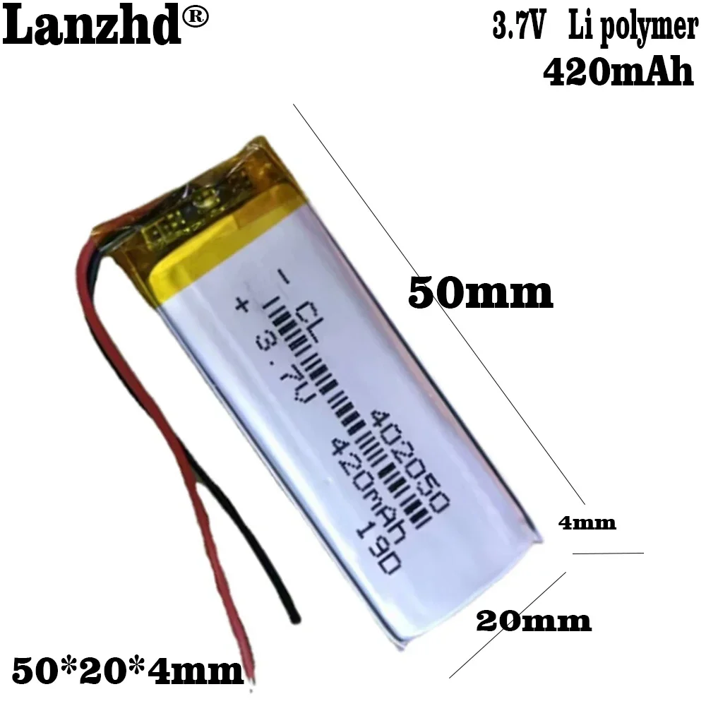 1-12pcs 402050 3.7V 420mAh  Li-Polymer Li-ion Battery for Teclast MP3 X19 X19+ headset DVR MP4 small toys 381949 042050