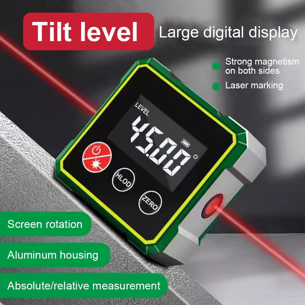 الليزر المغناطيسي LCD الرقمية المنقلة الميل قياس زاوية مكتشف أداة القياس ل ميتري المنشار اختبار السيارات وإصلاح