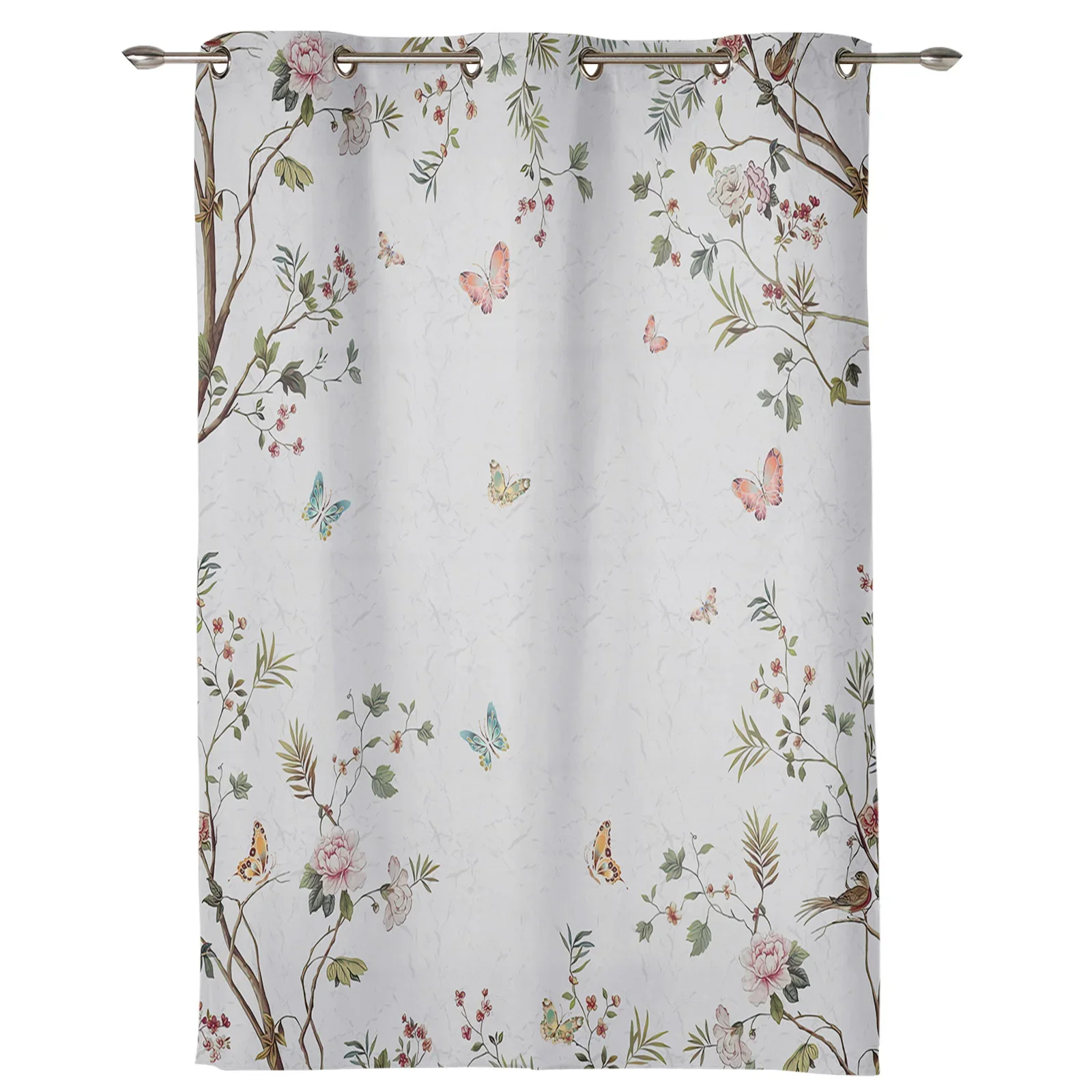 Butterflies Flowers Leaves Fashion Window Curtains for Bedroom Living Room Window Drapes Kitchen Curtains