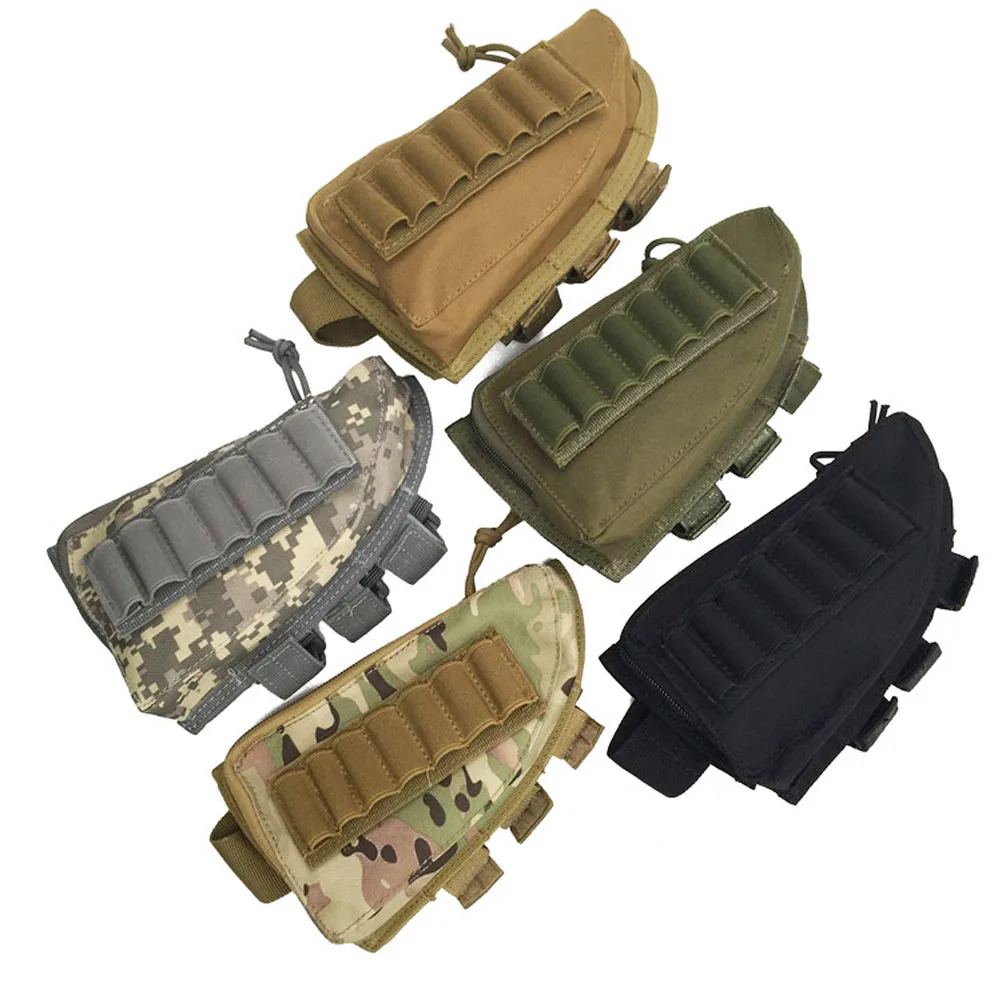 Tactical Cheek Rest Bag Outdoor Militar Hunting Rifle Shotgun Buttstock Bullet Holder Nylon Ammo Cartridges Bag 5 Colors