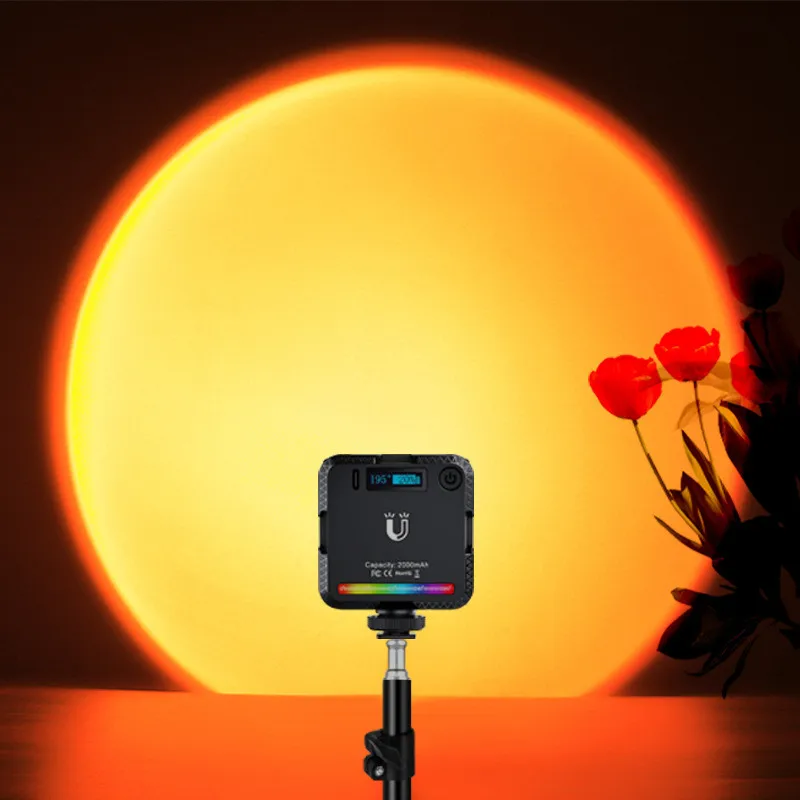 RGB Sunset Lamp Video Light LED Romantic Projector Lamp Live Broadcast Atmosphere Projection Light for Photography Studio