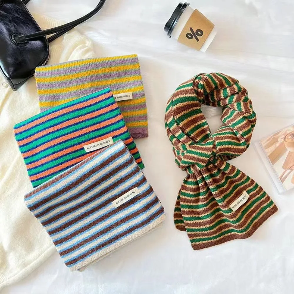 

New Thickened Winter Scarves Warm Windproof Knitted Scarves Striped Wrap Shawls