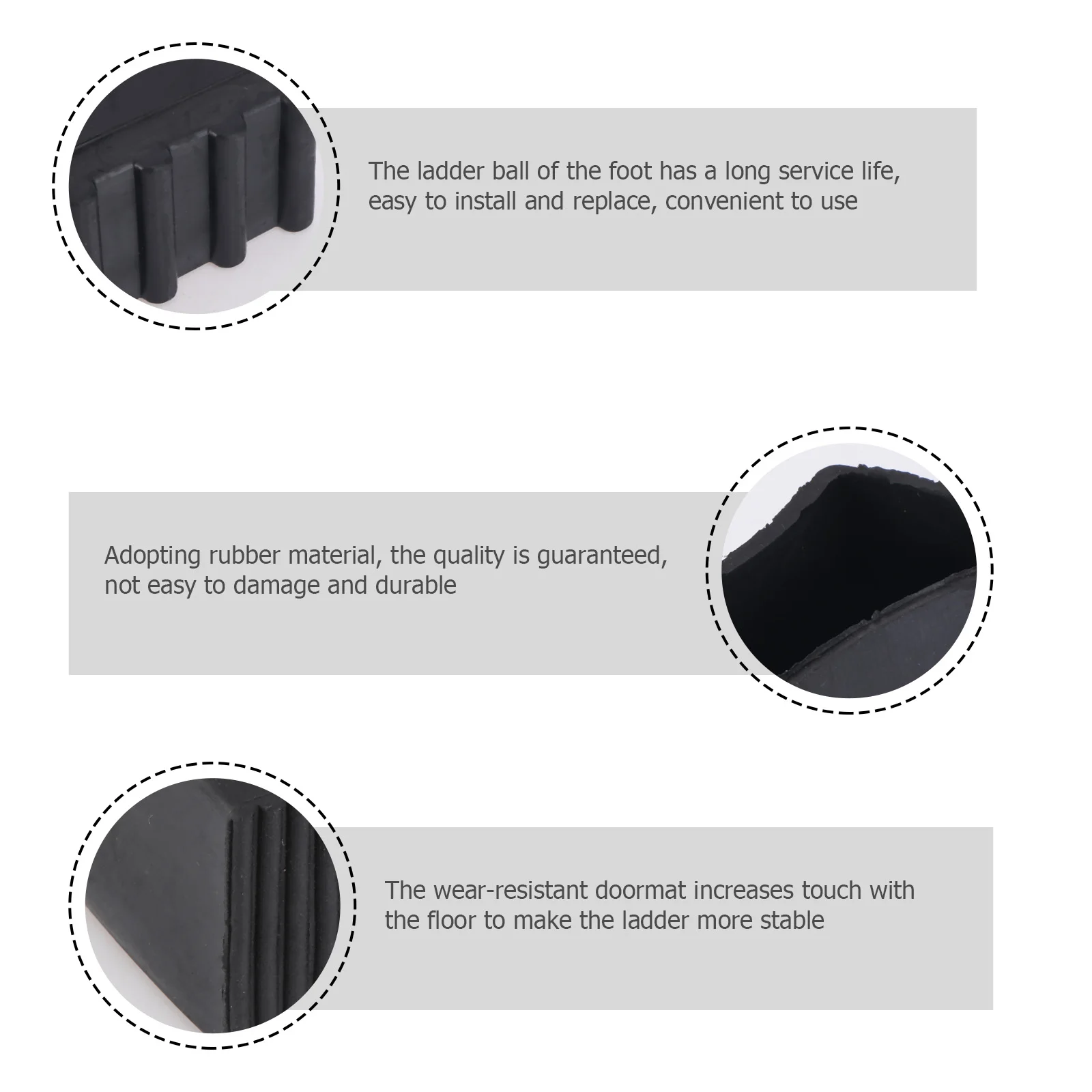 

2pcs Non-slip Ladder Foot Pads Durable Rubber Replacement Ends Attic Accessories Construction Tools Wear-resistant