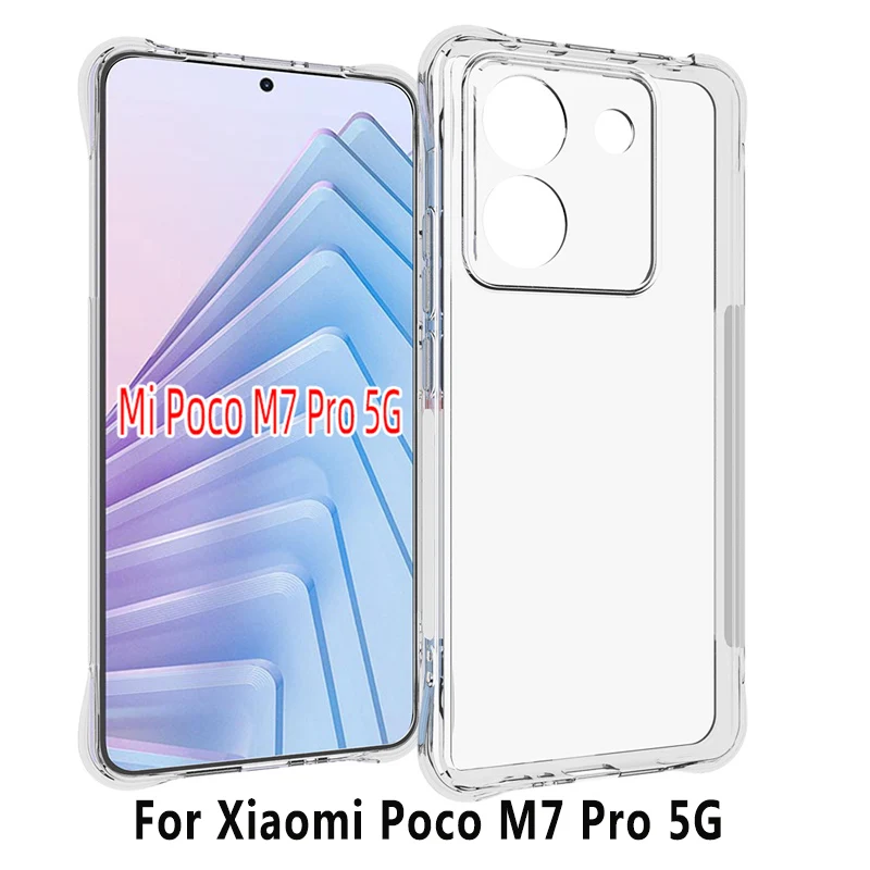 For Xiaomi Poco M7 Pro 5G Case Air Cushion Shockproof Clear Airbag Silicone TPU Back Cover Case for Xiaomi Poco M7 Pro 5G