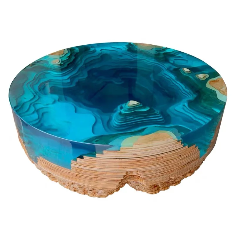 Round Resin Coffee Table Epoxy Art Coffee Table For Living Room Furniture Custom Order