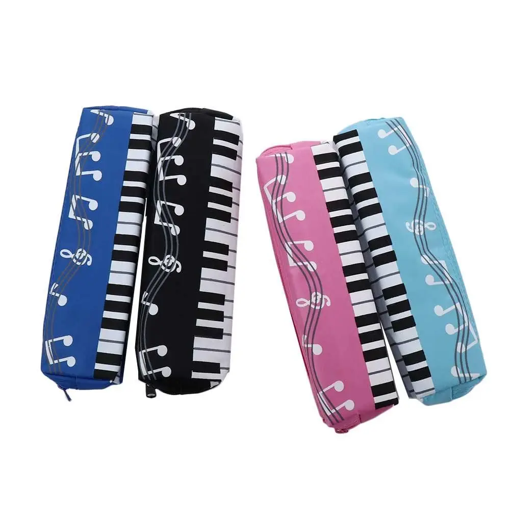 Creative Novelty Student Pencil Case Square Single Layer Oxford Cloth Pen Bag for Girls Boy Musical Note Piano Stationery Pouch