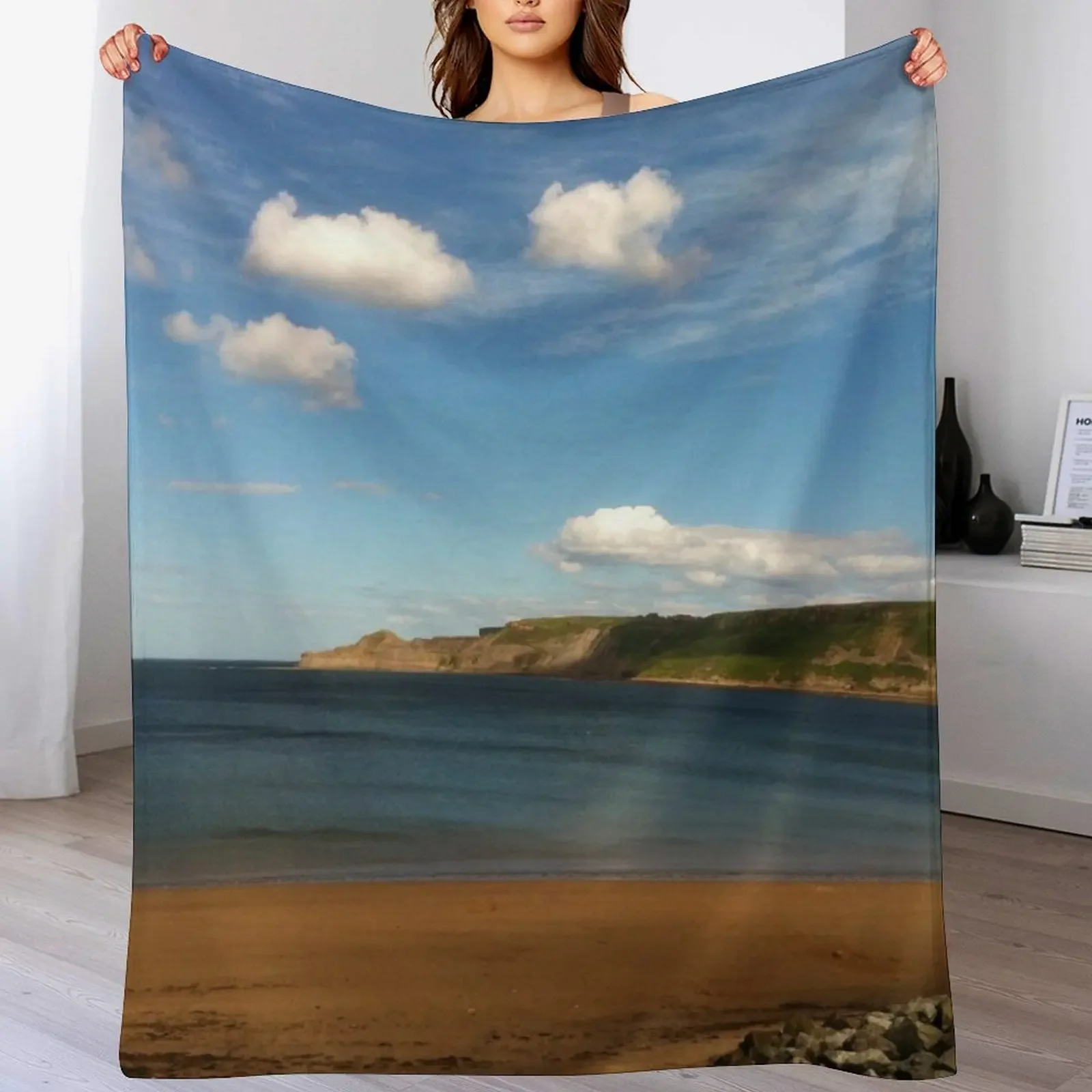 Runswick Bay, North Yorkshire Throw Blanket Bed Plaid on the sofa Luxury Designer Sofa Blankets