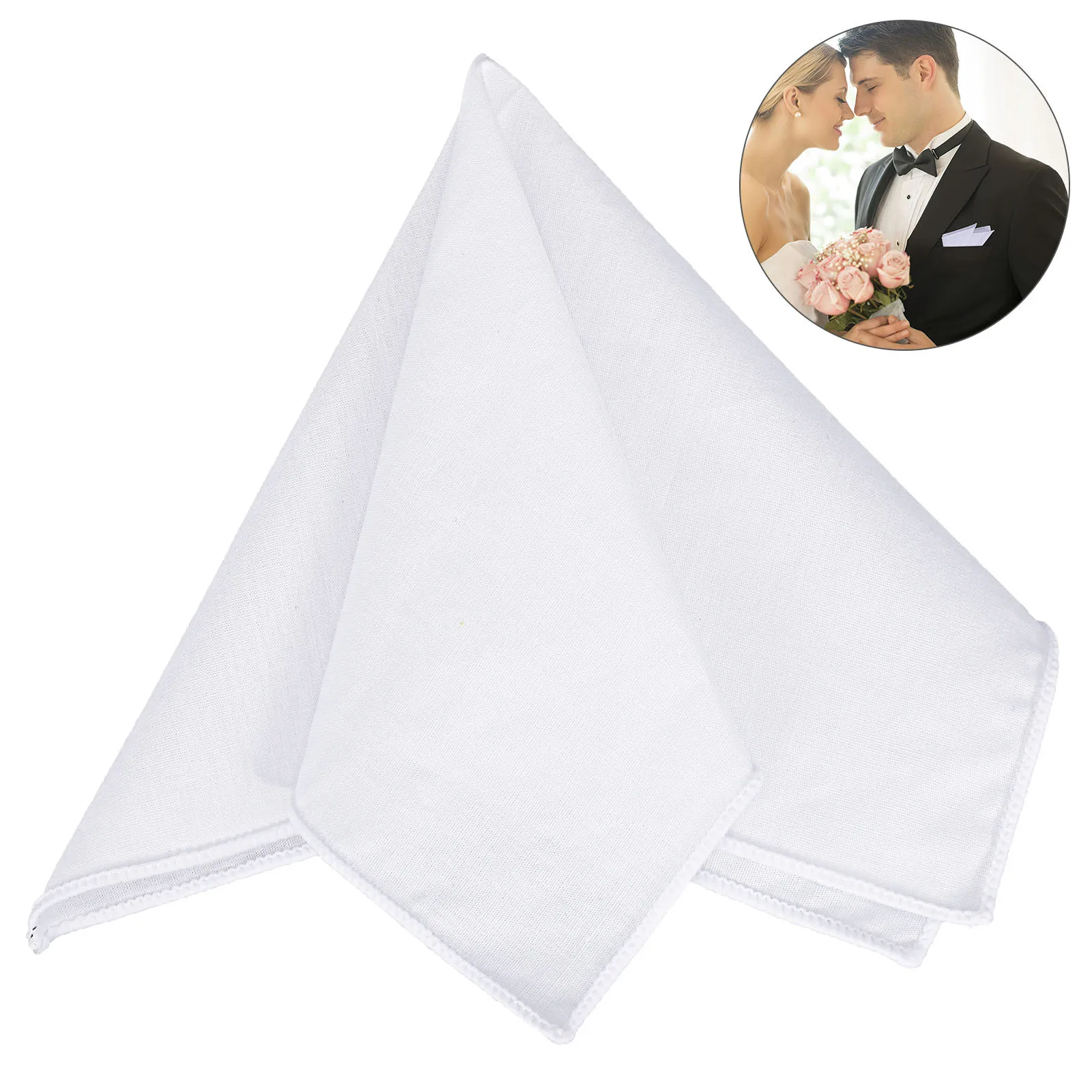 1 قطعة منديل قطن أبيض جيب مربع منشفة للرجال متعددة الوظائف ماصة للعرق منديل خفيف الوزن بسيط أنيق