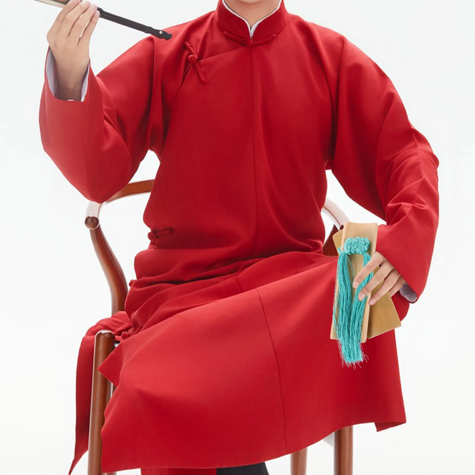 

1Set Bamboo Kuaiban Castanet Clappers Blue Tassel Traditional Percussion Instrument Loud Crisp Sound Music Performances