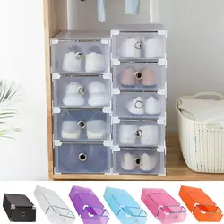 White Shatter-Resistant Shoes Rack Lightweight Clear Plastic Dust-Proof Shoes Box Multi-Color Save Space Clothes