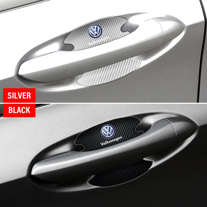 4PCS Car Door Handle Protection 3D Sticker Emblem Car Accessories For Volkswagen Golf-6 7 4 5 POLO Passat B5 B6 B7 T4 T5 Tiguan