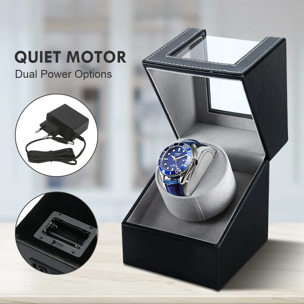 Single Watch Winder Automatic Rotation Leather Display Storage Display Box Case Gift