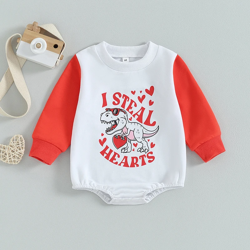 

Toddler Girls Valentine s Day Jumpsuit Long Sleeve Round Neck Heart Pattern Unicorn Print Playsuit Romper Sweatshirt