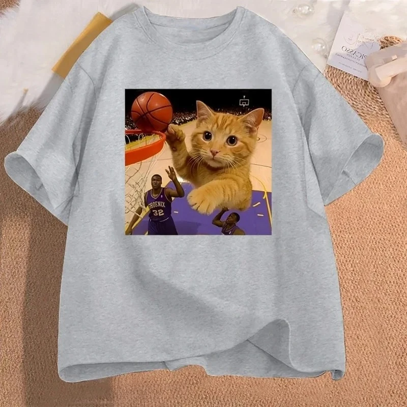 Divertente Gatto Slam Dunk Basket Meme Maglietta Donna Casual Harajuku Maglietta a maniche corte Streetwear Magliette Abbigliamento Magliette grafiche