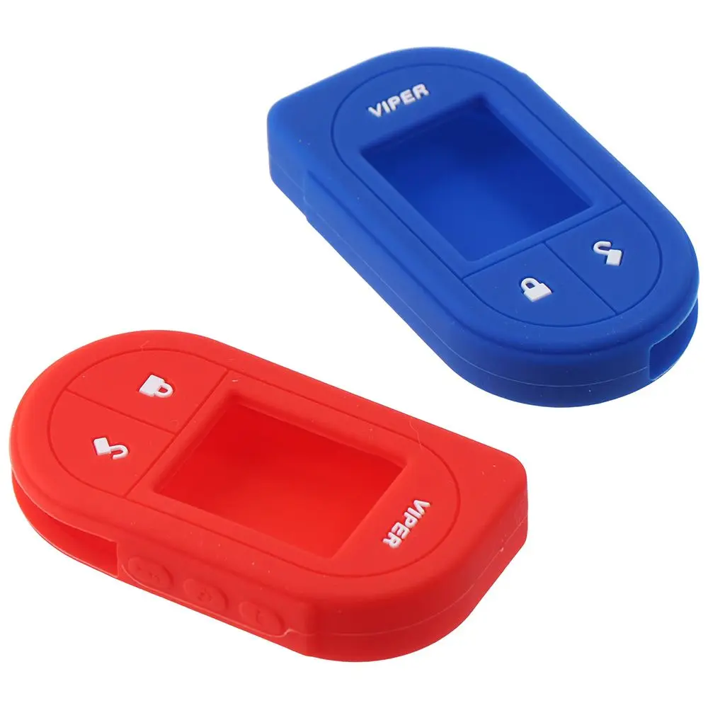 2 Pcs Soft Rubber Car Key Fob Cover Accessories with Button Silicone Remote Cover Case Red/Blue Key Case Shell Viper