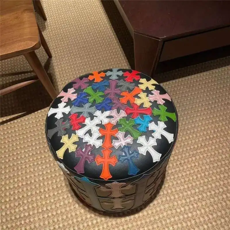 مقعد جلدي أمريكي فاخر خفيف بغرز متقاطعة، مقعد تغيير الأحذية لغرفة المعيشة المنزلية، مقعد مكياج، وسادة أريكة