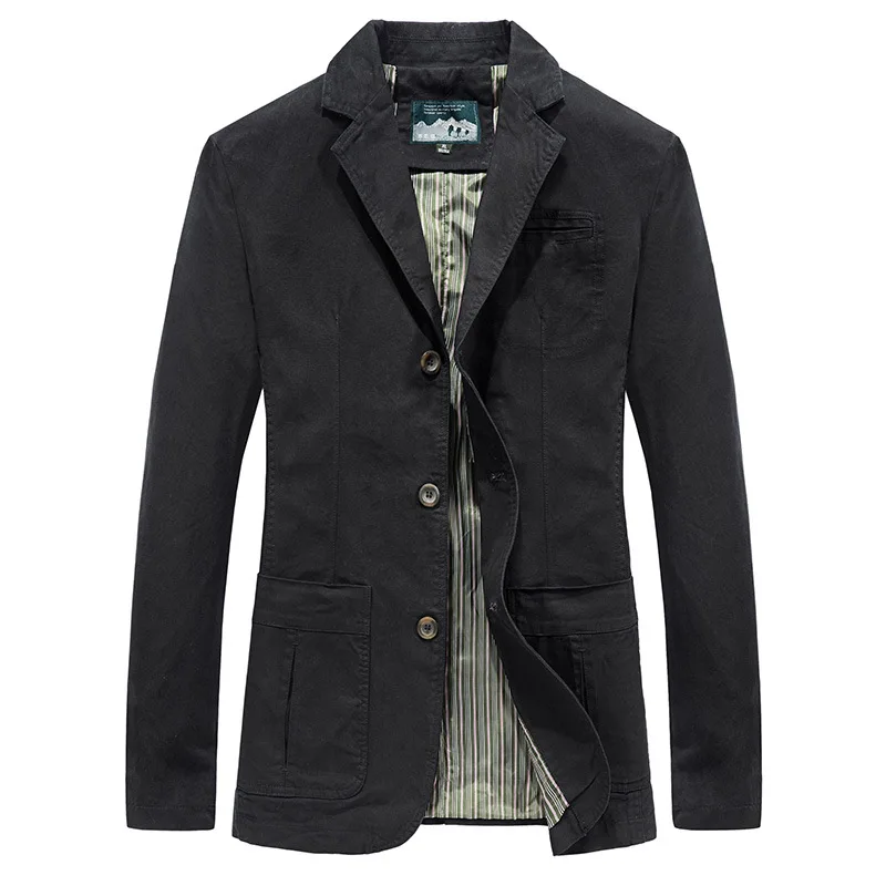 Spring Autumn Men Plus Size Cotton Suit Blazer Korean Casual Style, 3 Buttons Multi Pockets Versatile Fashion Daily Outer Coat