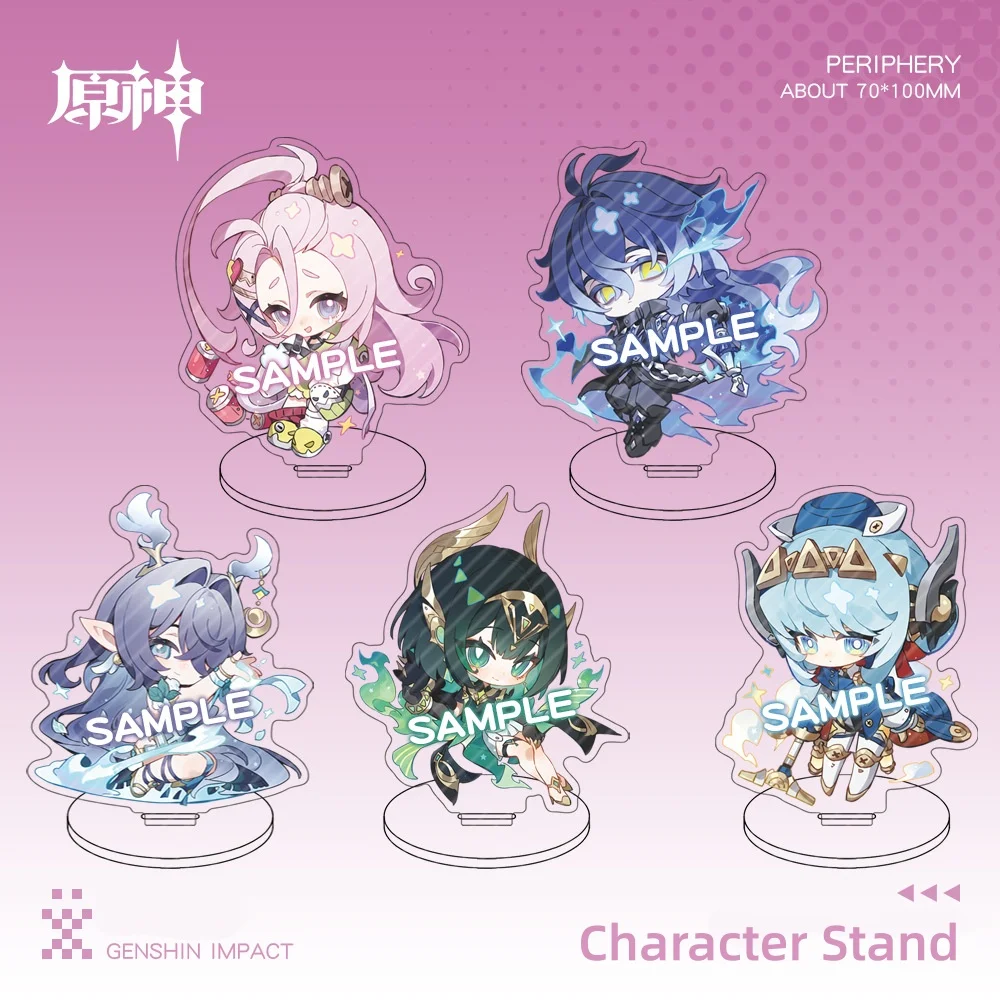 

New Genshin Impact Character Stand Flins Nefer Lauma Ineffa Aino Cartoon Anime Tabletop Acrylic Ornament Game Cute Badge Gift