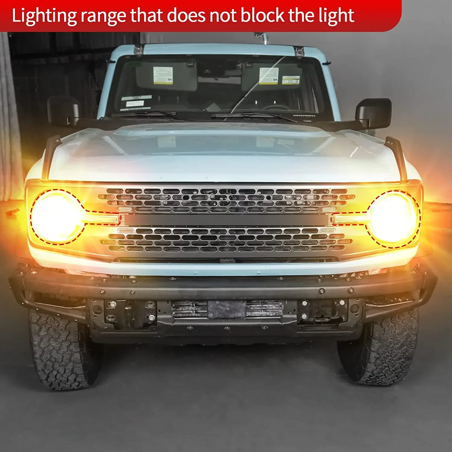 شبكة المصد الأمامي باللون الرمادي Spedking مناسبة لملحقات سيارة Ford Bronco Raptor لعام 2022