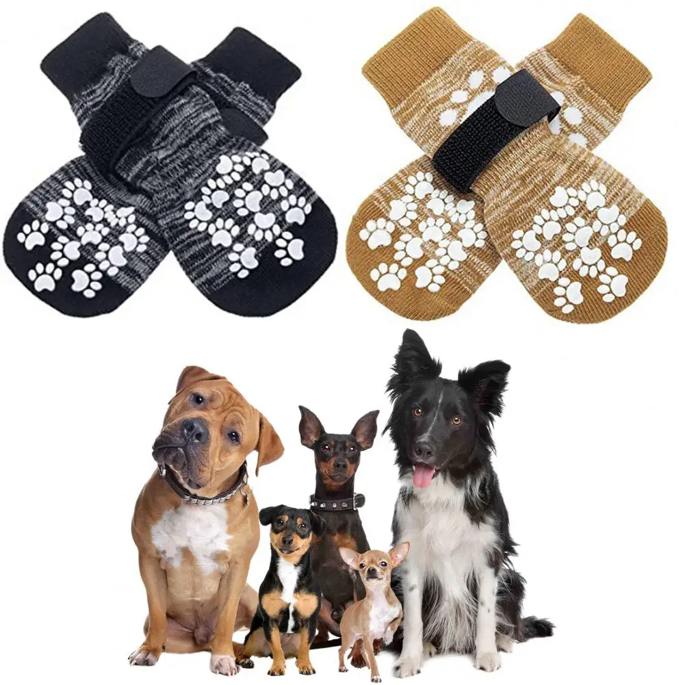 Dog Booties with Silicone Grips Anti-slip Dog Socks Waterproof Dog Socks with Adjustable Straps Anti-slip Paw for Indoor