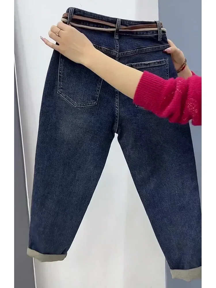 Y2k Jeans Pear-shaped Plus Size Women\'s Jeans Baggy Haren Pants 2023 New High Waist Elastic Slimming Pantalones De Mujer