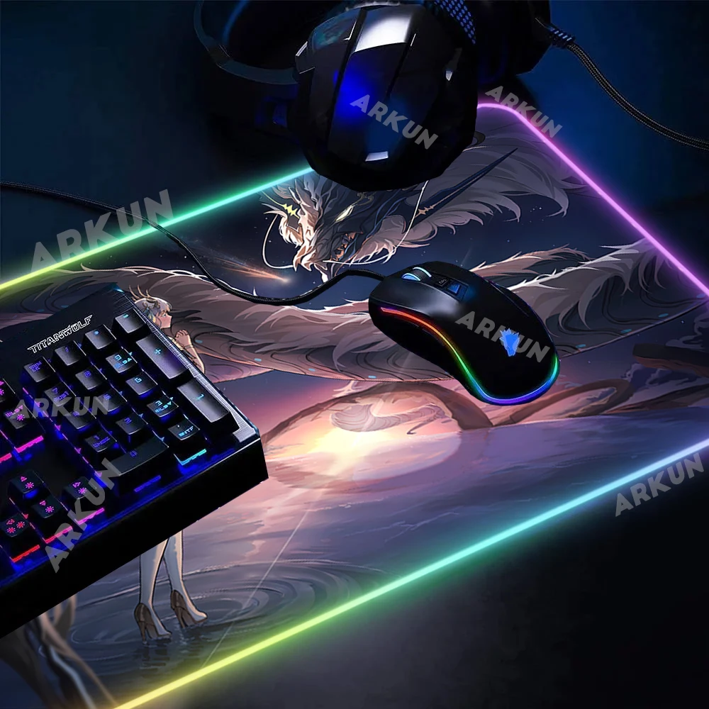 RGB XXL 900x400 Kawaii Pretty Hot Jinhsi Cool Top Wuthering Waves Gamer Large Mouse Pad Computer Laptop Gaming Computer LED Mat