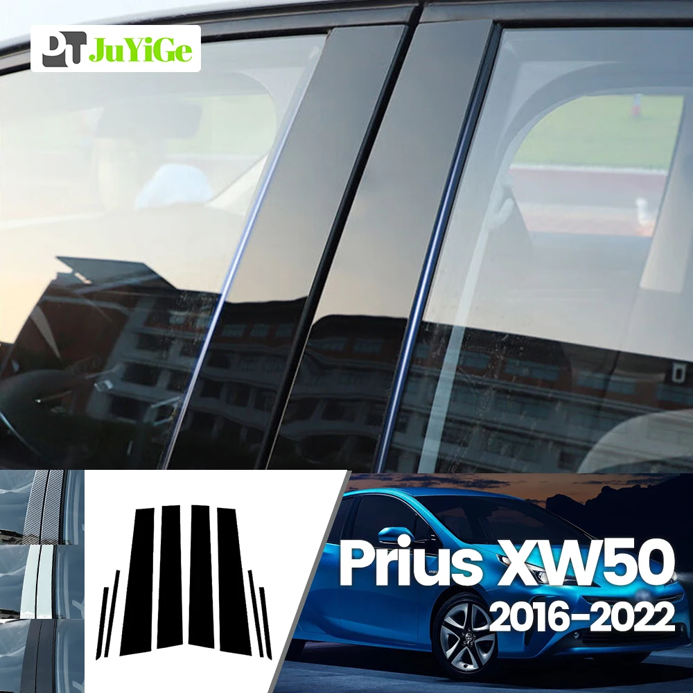 

For Toyota Prius XW50 2016-2022 2017 2018 2019 Bright Black Carbon Fibre Window Door B C Sticker