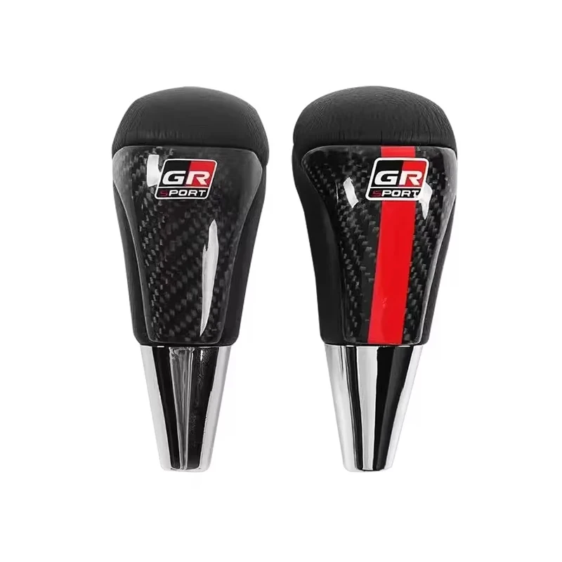 Auto-Styling Schaltknauf aus Kohlefaser und Leder, Rennsport-Schaltknauf für Toyota GR Sports Hilux Revo Fortuner 2005-2016 – Detail 2