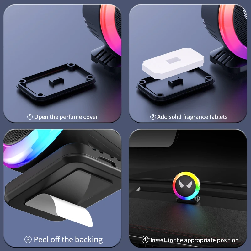 الشيطان عيون سيارة الموسيقى لاقط إيقاع مصباح معطّر الهواء RGB التحكم الصوتي قابلة للشحن مصباح لتهيئة الجو مع رائحة كولونيا #6