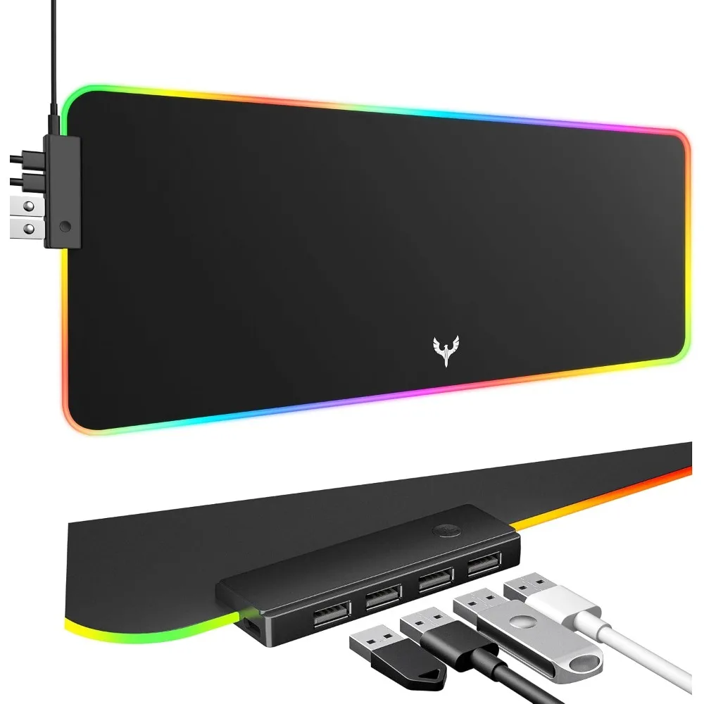 RGB Gaming Mouse Pad with 4Port USB Hub and 14 Lighting Modes