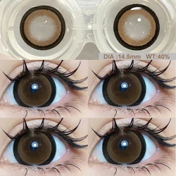 2pcs Yearly Contact Lenses Brown Large Diameter Prescription Myopia Contact Lens Student Animation Lens Beautiful Fast Shipping