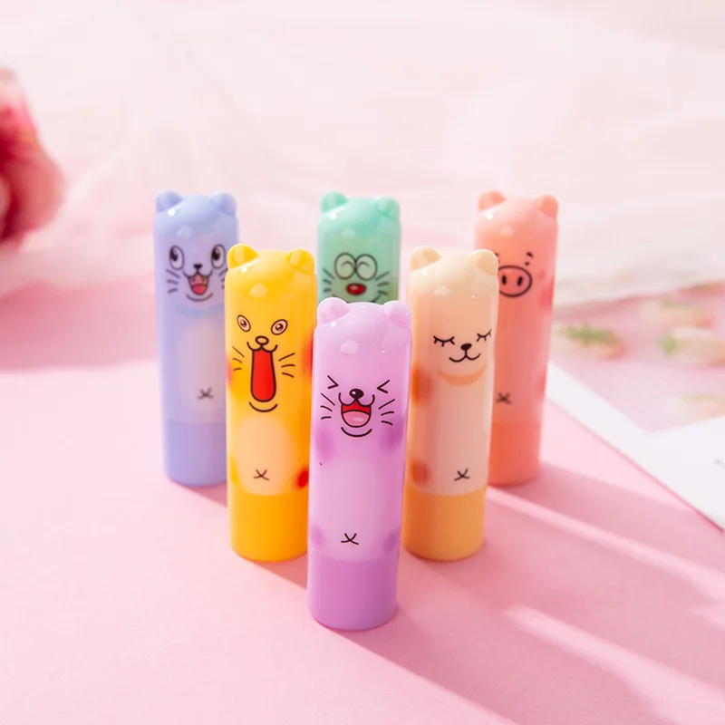 24Pcs Cute Bear Lip Balm Fruit Flavored Clear Moisturizing Lip Balm Set Kids Girls Lips Care Party Gifts Wholesale