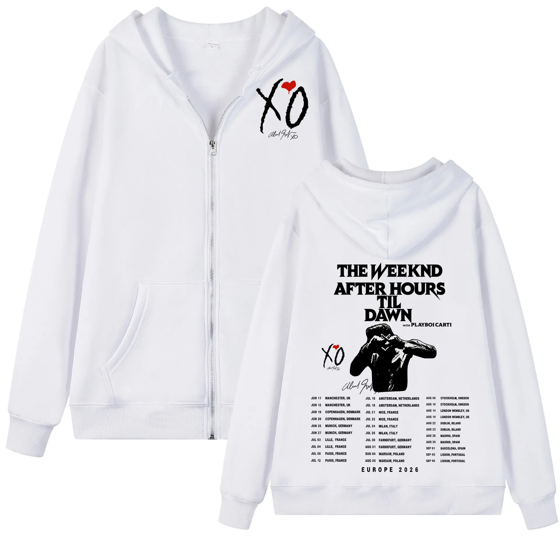 Rapper The Weeknd Zipper Hoodies After Hours Til Dawn Tour 2026 Zip Up Pullovers Men Women Fashion Hip Hop Vintage Sweatshirts