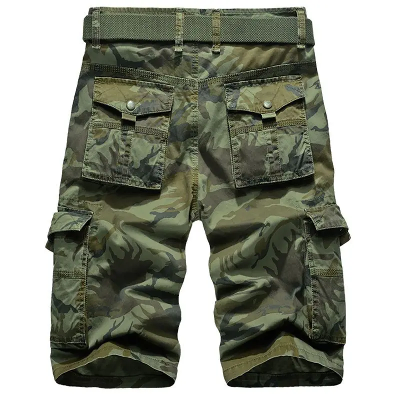 Summer 2025 Camouflage Shorts Men's Pure Cotton Multi-bag Outdoor Casual Loose Large-size Military Pants Multi-bag Cargo Pants