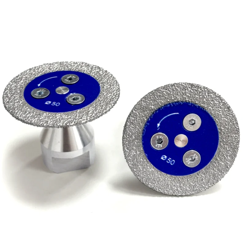 50mm Diamond Mini Saw Blade Threaded Stone Cutting Disc for Granite Sandstone Concrete Lettering Carving Grinding Tool