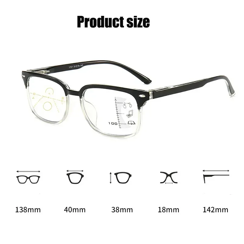 New Retro Comfortable Anti Blue Light Reading Glasses Progressive Multifocal Presbyopic Eyewear Anti-radiation Far Sight Glasses