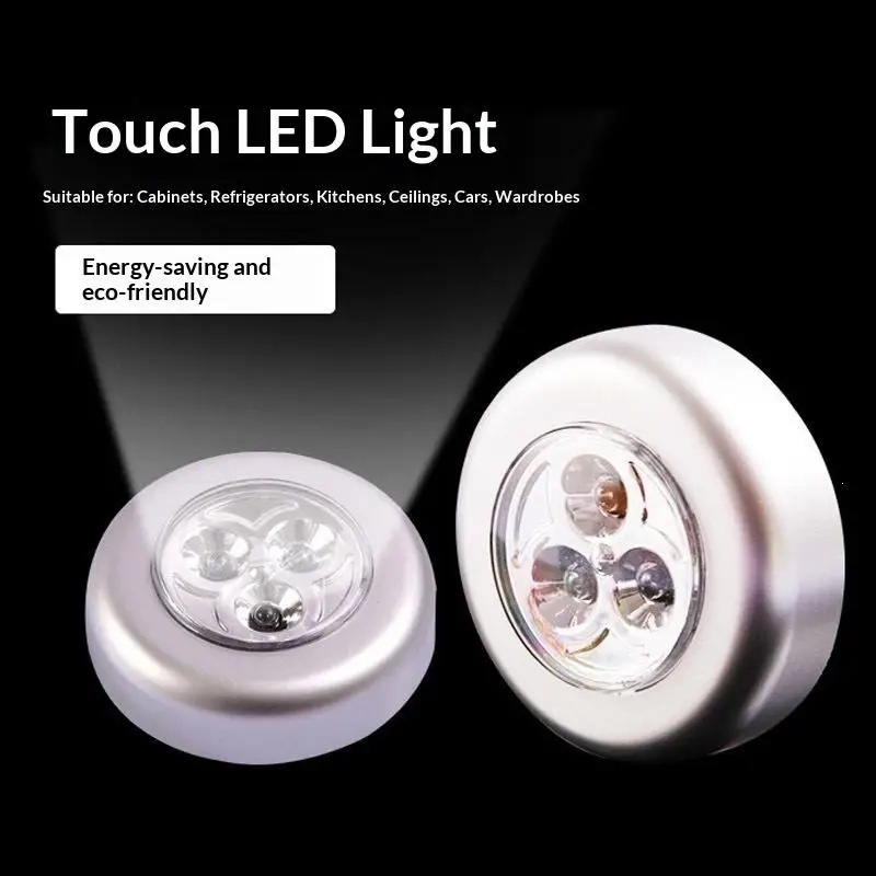 1Pcs LED Cordless Touch Light Wireless Stick On Tap Lamp Indoor Outdoor For Closet Storage Room Car Accessories