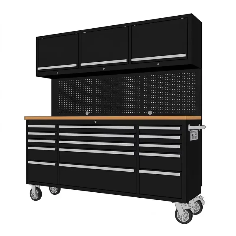 Black Tool Trolley Heavy Workshop Steel Tool Cabinet Chest Garage Anti-Deformation Fireproof Workbench with Storage