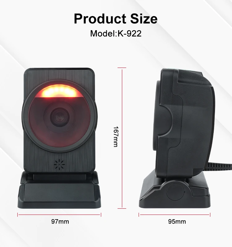 KEFAR 2D แพลตฟอร์ม Barcode สแกนเนอร์เดสก์ท็อปอัตโนมัติ Sensing Data Matrix เครื่องอ่านบาร์โค้ดฟรีสาย USB เครื่องสแกนเนอร์ซูเปอร์มาร์เก็ต