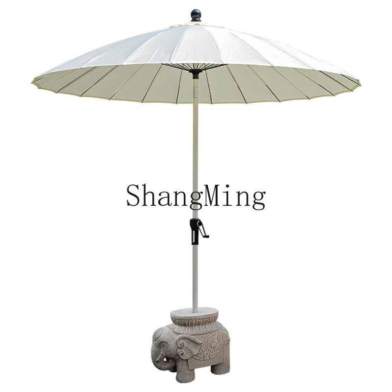 

ZYY courtyard garden new Chinese terrace top floor outdoor rain and sunshine dual-purpose round sun umbrella