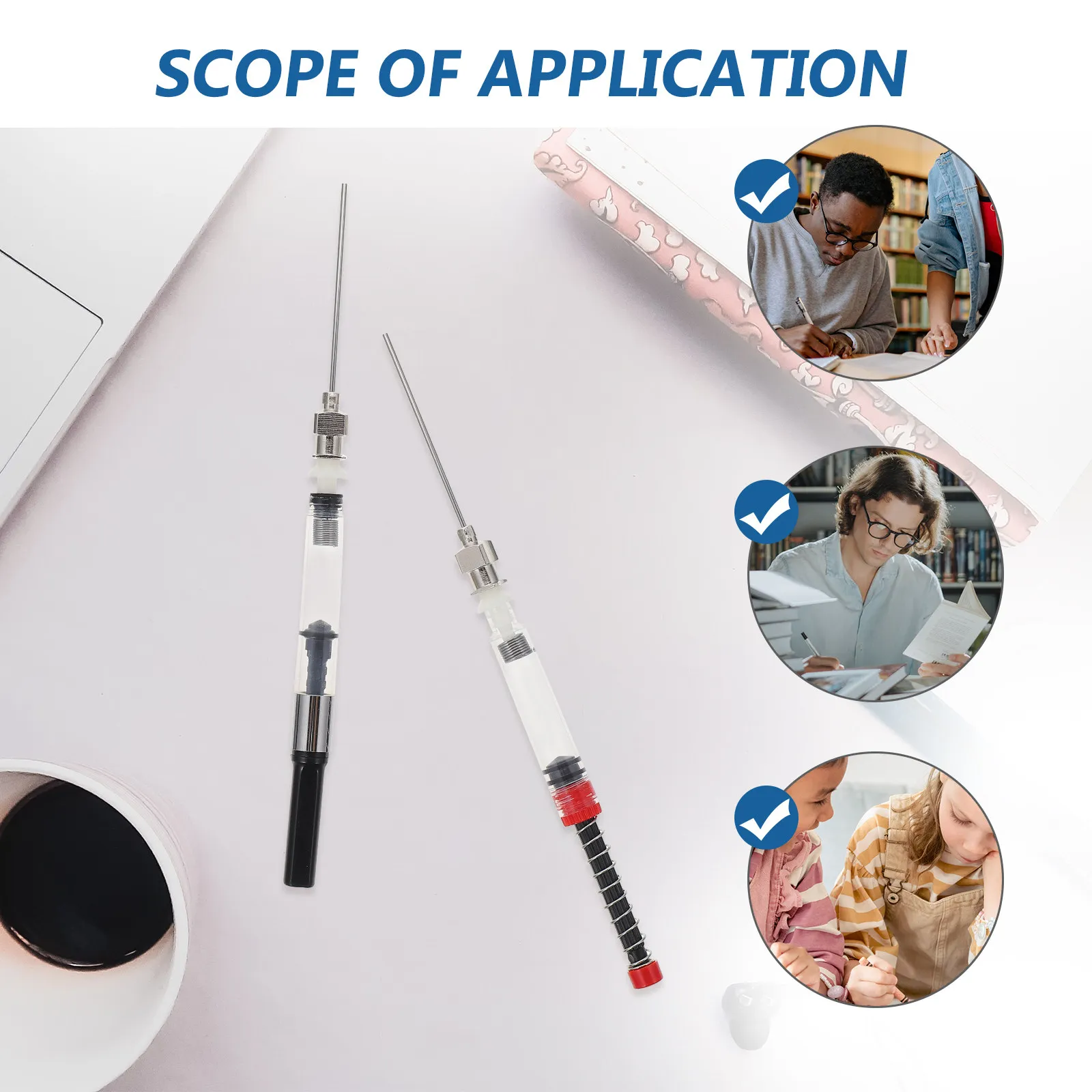 6Pcs Fountain Pen Ink Absorber Precision Made Robust Spring Loaded Ink Fill Assistant for Japanese School Supplies Fountain Pen