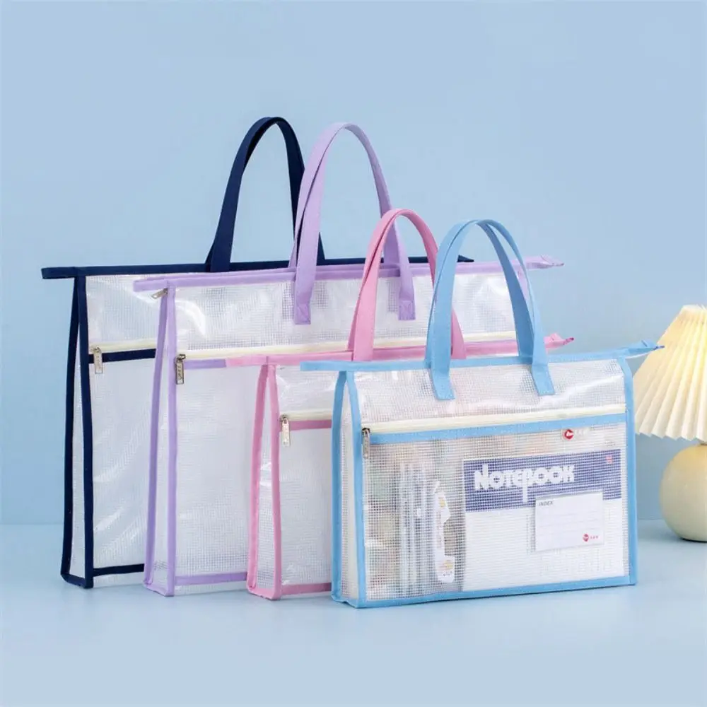 Clear A3/A4 File Storage Bag Multi-layer Waterproof Zipper Pouch Bag Thickened with Handle Data Document Bag File Holder