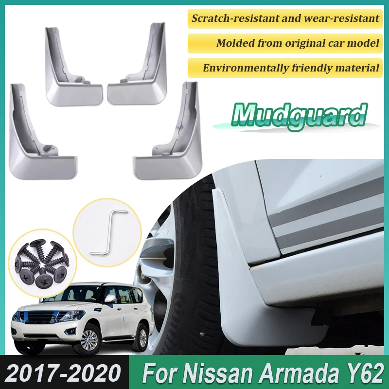 

4PCS Painted For Nissan Armada Y62 Accessories Patrol 2017-2020 Mudflaps Front Mudguards Rear Muds Guard Fenders Car Accessories