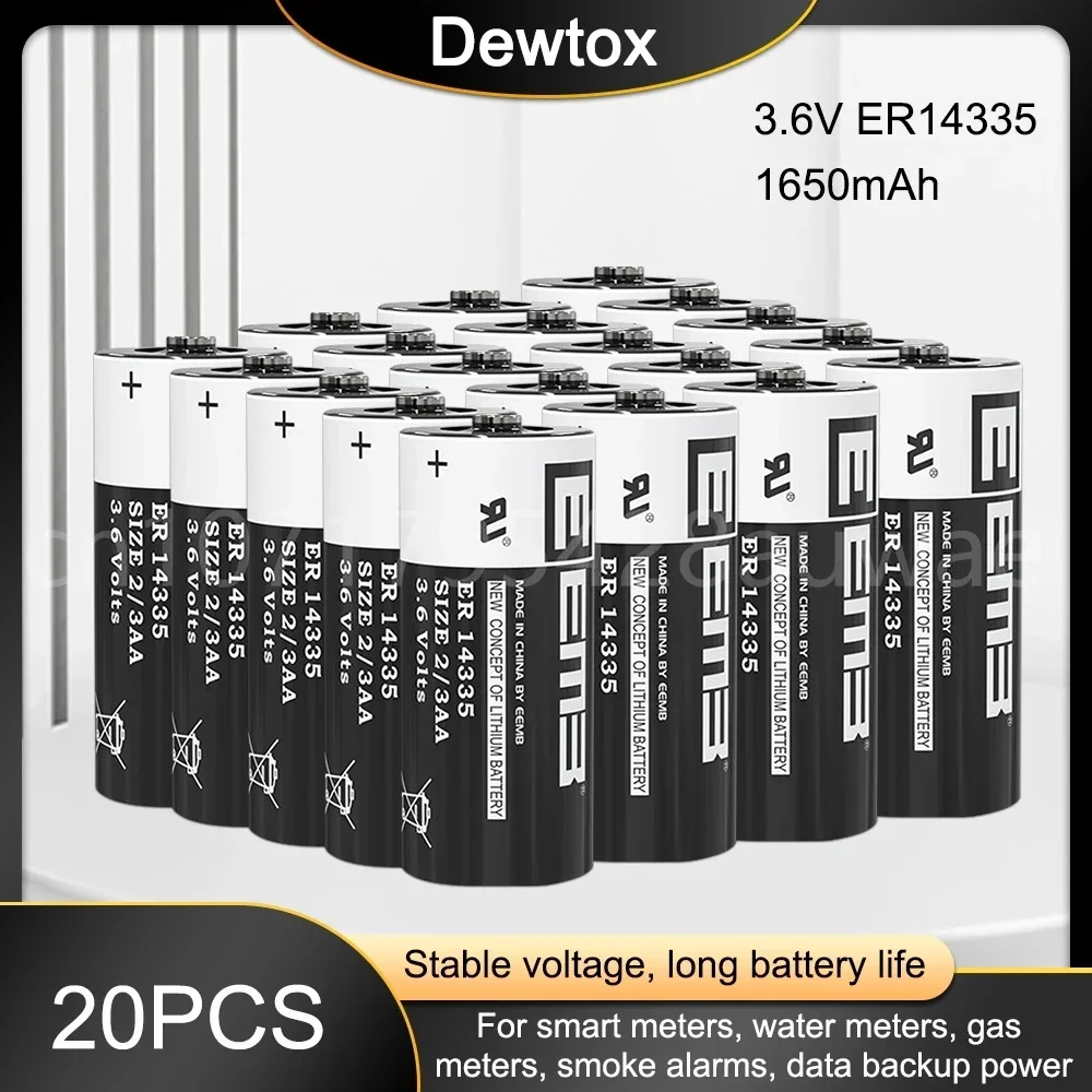 

20PCS ER14335 14335 2/3AA 3.6V 1650mah Lithium Battery PCL Dry Primary Cell Gas Medical Device